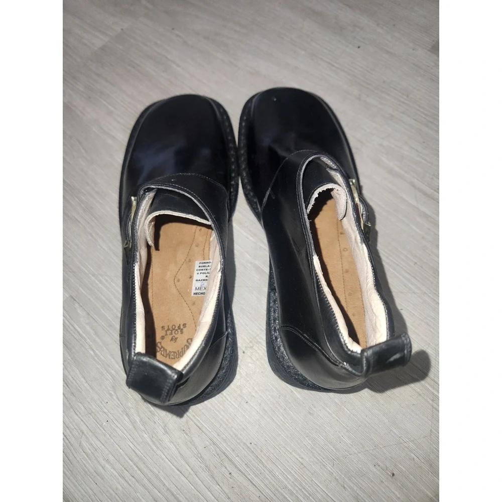 Soft Spots Supremes Vintage‎ Black Leather Monk Strap Square Toe Ankle Boots